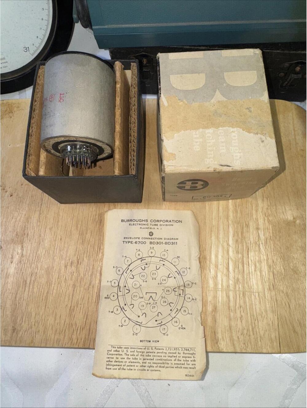 Burroughs BD301 Beam Switching Tube Type-6700 Brand New In Box With Diagram NOS